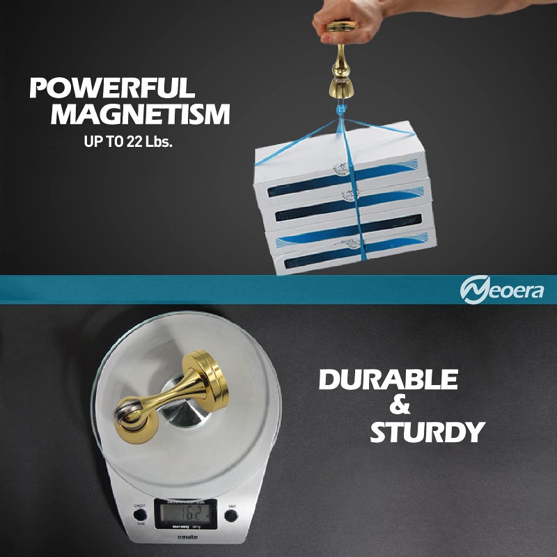 Neoera Magnetic Door Stop(Polished Brass/Gold Color) Door Stopper Strong Magnetic Door Catch for Hold Door Open  Anti-Rust  Heavy Duty for Various Door Types  Wall & Floor Mount 2Pack - Image 4